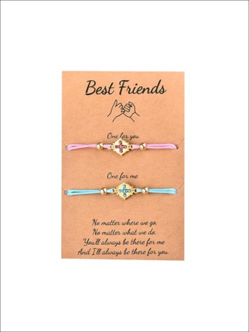 Matching Cross Charm Bracelets for 2, Zinc Alloy Adjustable Friendship